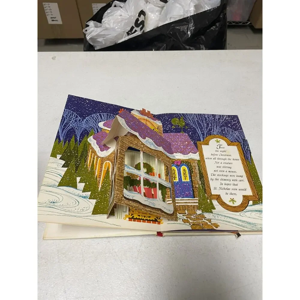 NIGHT BEFORE CHRISTMAS POP-UP Vintage Childrens Animated Story Book
